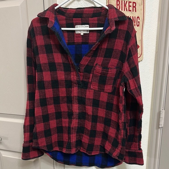 rag & bone Tops - Rag & Bone Red and Black Plaid Flannel Shirt
